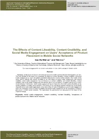 The Effects of Content Likeability, Content Credibility