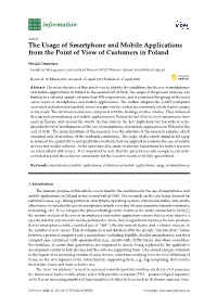 The Usage of Smartphone and Mobile Applications from the Point of View of Customers in Poland