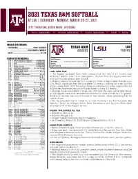 2021 Texas A&M Softball