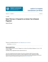 A Proposal for an Intrinsic Test of Musical Plagiarism