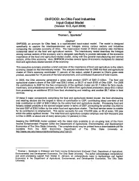 An Ohio Food Industries Input- Output Model
