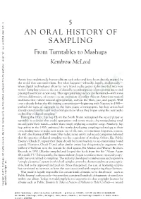 AN ORAL HISTORY of SAMPLING from Turntables to Mashups Kembrew Mcleod