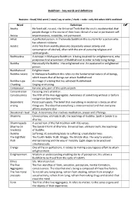 Buddhism – Key Words and Definitions