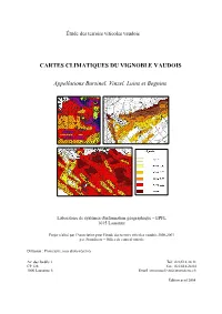 CARTES CLIMATIQUES DU VIGNOBLE VAUDOIS Appellations