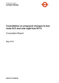Consultation on Proposed Changes to Bus Route N13 and New Night Bus N113