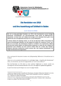 Die Revolution Von 1918 Und Ihre Auswirkung Auf Schiltach in Baden