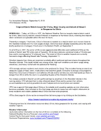 HTA Tropical Storm Watch Issued for Olivia