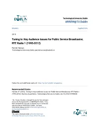 Key Audience Issues for Public Service Broadcaster, RTE Radio 1 (1995-2012)