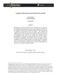 Legislative Effectiveness in the United States Senate