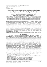 Optimization of Shear Spinning Parameters for Production of Seamless Rocket Motor Tube by Taguchi Method