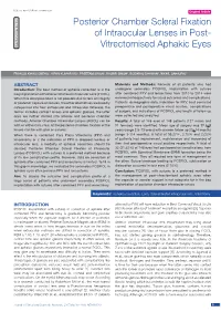 Posterior Chamber Scleral Fixation of Intraocular Lenses in Post