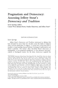 Pragmatism and Democracy: Assessing Jeffrey Stout's