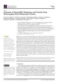 Proteome of Stored RBC Membrane and Vesicles from Heterozygous Beta Thalassemia Donors