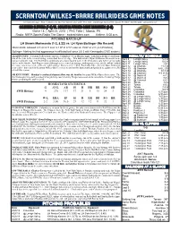 Scranton/Wilkes-Barre Railriders Game Notes