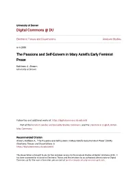 The Passions and Self-Esteem in Mary Astell's Early Feminist Prose