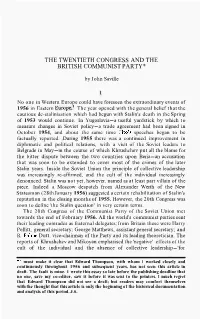 The Twentieth Congress and the British Communist Party*