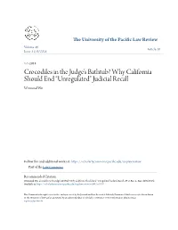 Why California Should End “Unregulated” Judicial Recall Wiemond Wu