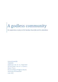 A Godless Community an Exploratory Study on the Sunday Assembly and Its Attendees