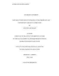 Autism and Online Gaming Athabasca University How