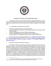 Guidelines for Physical and Psychological Evaluations