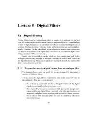 Lecture 5 - Digital Filters