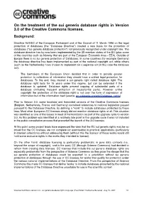 On the Treatment of the Sui Generis Database Rights in Version 3.0 of the Creative Commons Licenses