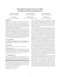 Perceptual Compression for Video Storage and Processing Systems