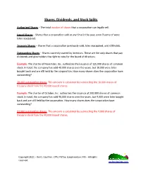 Shares, Dividends, and Stock Splits