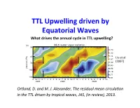 TTL Upwelling Driven by Equatorial Waves