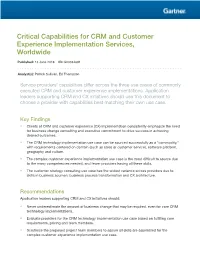 Critical Capabilities for CRM and Customer Experience Implementation Services, Worldwide
