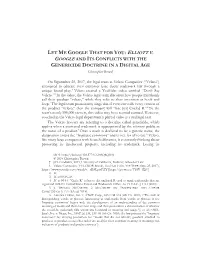 ELLIOTT V. GOOGLE and ITS CONFLICTS with the GENERICIDE DOCTRINE in a DIGITAL AGE Christopher Brown†