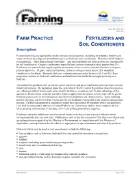 Farm Practices Fertilizers and Soil Conditioners Page 1 of 4 Nuisance Concerns
