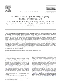 Landslide Hazard Analysis for Hong Kong Using Landslide Inventory And