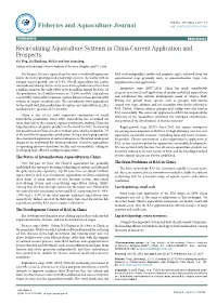 Recirculating Aquaculture Systems in China-Current Application And