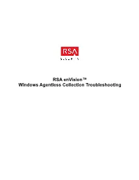 RSA Envision™ Windows Agentless Collection Troubleshooting