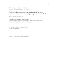 Visual Modelling Suggests a Weak Relationship Between the Evolution of Ultraviolet Vision and Plumage Colouration in Birds