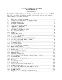 CFA EXECUTIVE BOARD MEETING OCTOBER 7/8, 2017 Index To