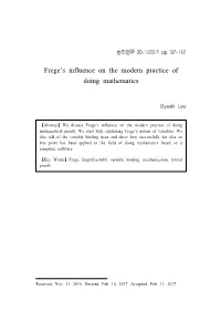 Frege's Influence on the Modern Practice of Doing Mathematics