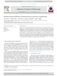 Pharmacological Modulation of Hypoxia-Induced Respiratory Neuroplasticity ⁎ Sara Turnera,C, Kristi Streetera,C, John Greerb, Gordon S