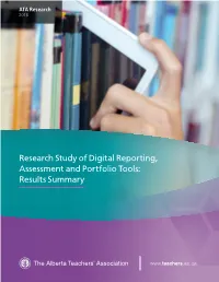 Research Study of Digital Reporting, Assessment and Portfolio Tools: Results Summary