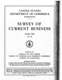 Survey of Current Business June 1926