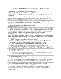 Timeline of Sustainable Development (Emergence of Anthropocene)