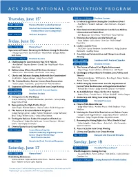 ACS 2006 National Convention Program Sunday, June 18 Thursday