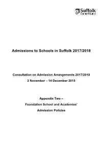 Admissions to Schools in Suffolk 2017/2018