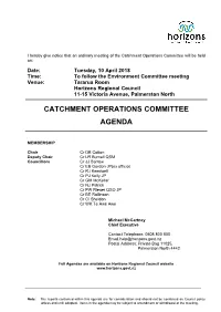 Agenda of Catchment Operations Committee