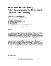 At the Frontiers of Cycling: Policy Innovations in the Netherlands