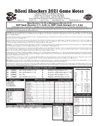 Biloxi Shuckers 2021 Game Notes