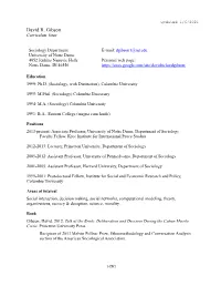 David R. Gibson Curriculum Vitae