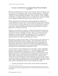 Governance and Authentication: Ambiguous Bits and Federated Identity May 2003