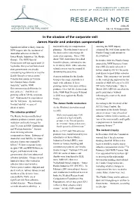 In the Shadow of the Corporate Veil: James Hardie and Asbestos Compensation